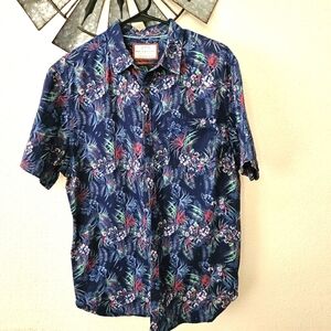 Demin & Flower Men's Blue Slim Fit Tropical Floral size XL.